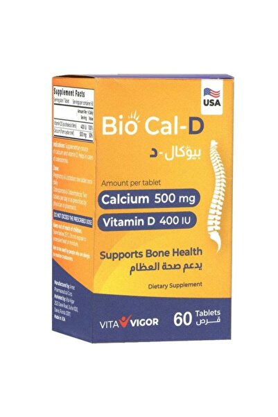 Cal Vita-Vigor Bio D Calcium 500 mg with Vitamin D 400 IU 60 Tablets