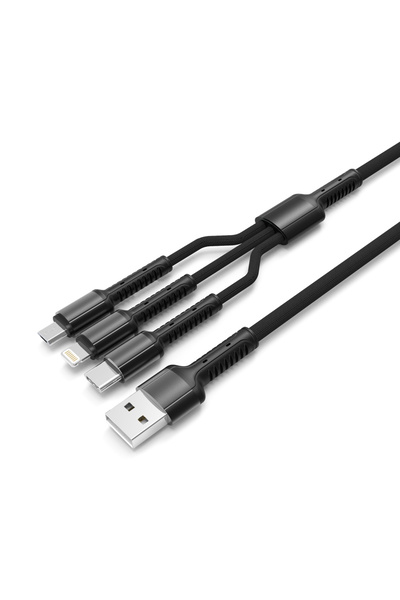LDNIO καλώδιο USB σε USB-C/Lightning/Micro USB LC93, 3.4A, 1.2m, γκρι