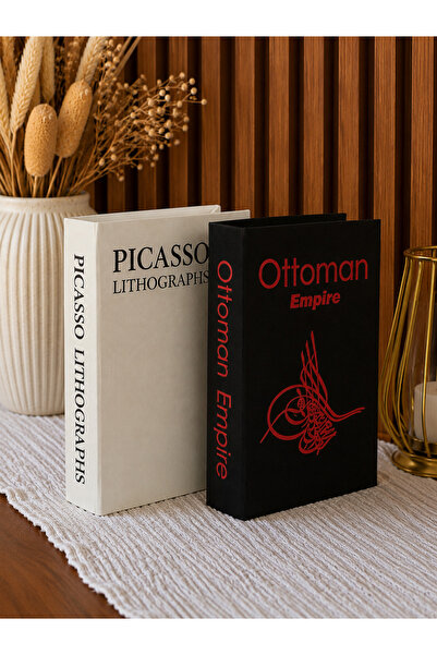 Dezora Home Kumaş Dekoratif Kitap Kutu Seti 2'li - Gizli Saklama Kutusu Siyah...