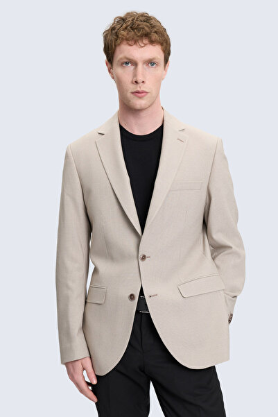Hatemoğlu Beige Slim Fit Mono Collar Classic Jacket