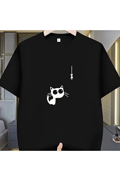 212Wear Men's Quick-Dry Breathable Summer Cat and Fish Print Short Sleeve, Ca...