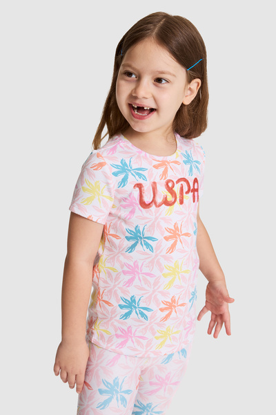 U.S. Polo Assn. تي شيرت أبيض برقبة دائرية للفتيات 50323913-VR013