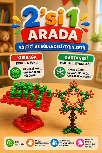 M&H 2'li Oyun Seti - Kurbağa Denge - Molekül - Eğitici ve Öğretici Oyun Seti