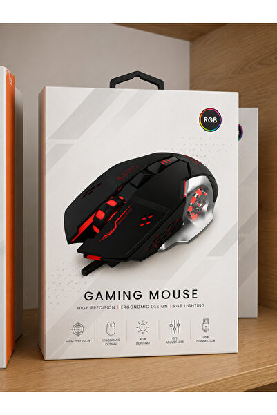 thekam RGB Kablolu Oyuncu Mouse USB Gaming Mouse Ayarlanabilir DPI LED Işıklı...