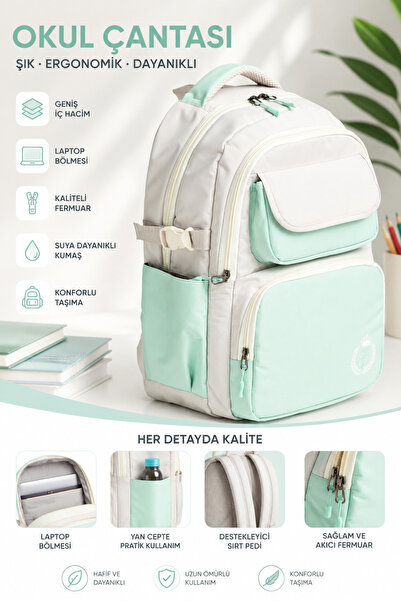 MİECZ BAGS Su Geçirmez Kumaş Ön Kapak Ve Gizli Göze Sahip Geniş İlkokul&Ortao...