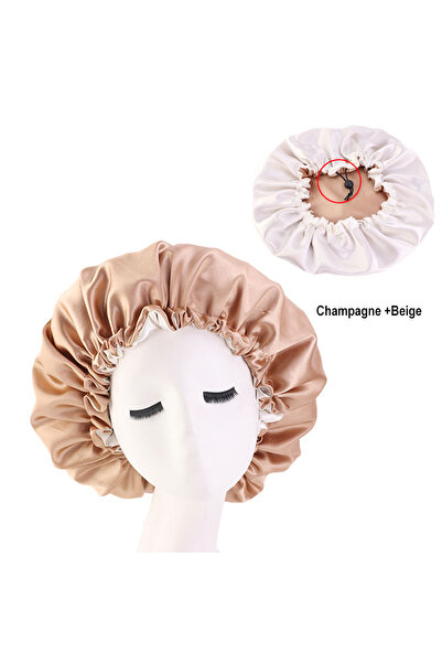 Choice3 khaki New Women Solid Reversible Satin Bonnet For Curly Hair Cap Doub...
