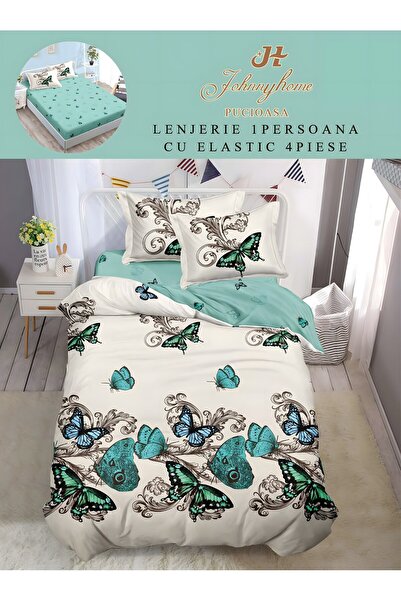 naniland.ro Lenjerie de Pat 1 Persoană 4 Piese Cu Elastic 155x200 cm