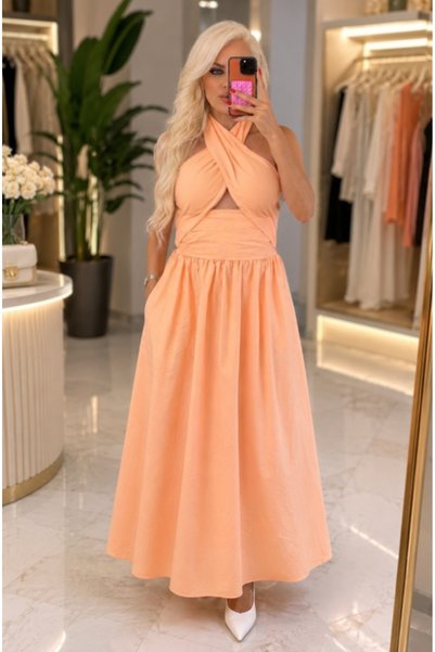 Generic Brand 🍑   Salmon Halter Neck Dress 🍑