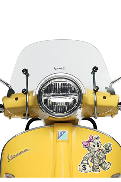 MegaSticker Paralı Ayıcık Sticker etiket Araba, Motorsiklet, Kask, Laptop, Cam Sticker 13x12 Cm