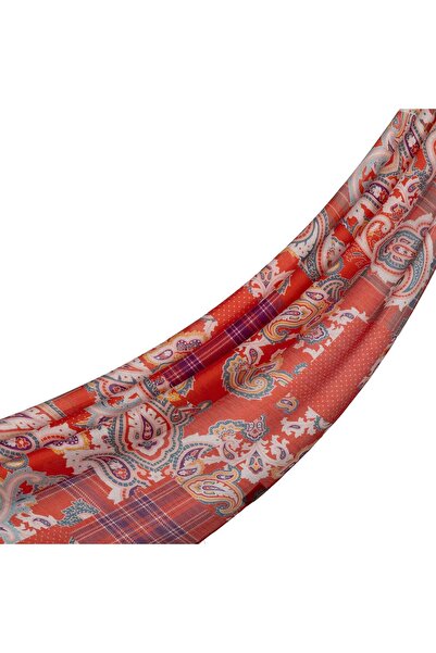 ipekevi Patchwork Patterned Tensoft Shawl 03920-Pomegranate Flower