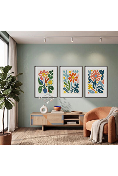 KOLAJTASARIM Set de picturi moderne, vii, botanice, triplu, din 3 piese, cu c...