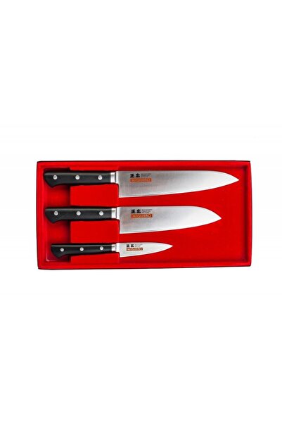 MASAHIRO Set 3 cutite MV-H Chef/Santoku/Paring, Din otel MBS-26 si POM, 334/3...