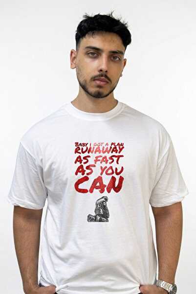 Anetos Kanye Runaway Design Printed Oversize White T-Shirt