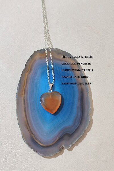 LADIN DOGALTAŞ Certified Orange Agate Cracked Natural Stone Necklace