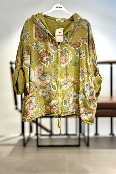 sahnemoda Filiz pattern zippered hooded imported jacket