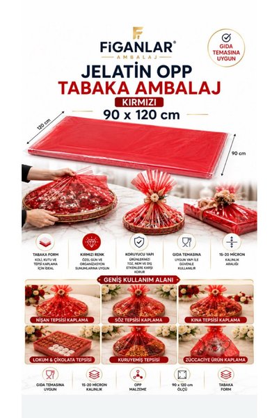figanlar ambalaj Jelatin OPP Tabaka Ambalaj Kırmızı 90x120 cm Gıda Temasına U...