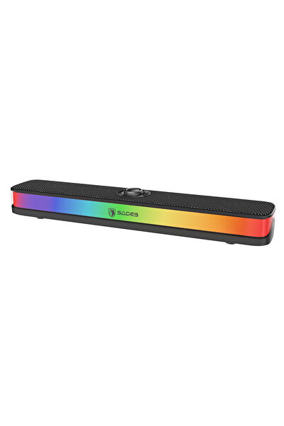Sades soundbar Posevolt με RGB φωτισμό, 10W, Bluetooth & USB-C/USB, μαύρο