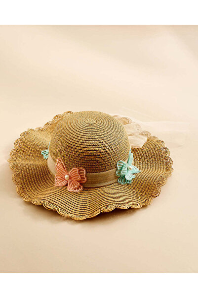 REDTAG Girls Brown Butterfly Sun Hat