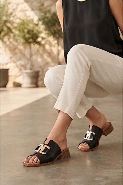 ENDER STEPS Inside and Outside, 100% Genuine Leather, Low Heel, Gold Metal Bu...