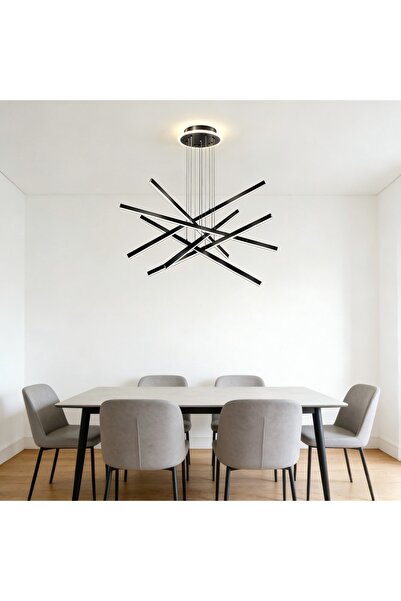 EMPORIO COLLECTION Κρεμαστό φωτιστικό οροφής LED με 6 μαύρες εσωτερικές κεφαλ...