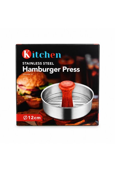 wei Presă pentru hamburger Ø12 cm din inox cu mâner din lemn