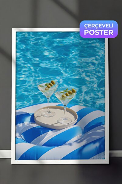 Postifull Poster Martini i Pool, poster u beloj ramovini, serija Old Money, B...