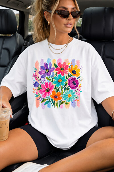 Auryne Jewelry Oversize Floral Brushstroke Unisex Custom Design Print T-Shirt...