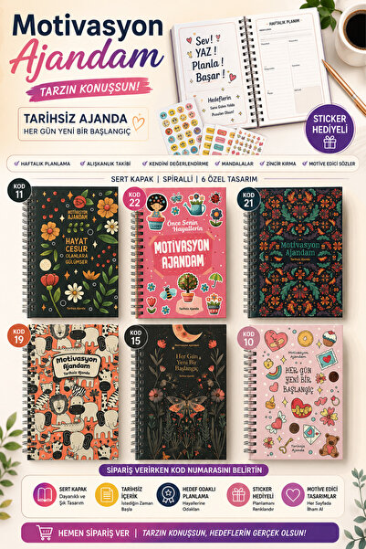 ANI OFİS KIRTASİYE A K Motivational Agenda Undated Planner Notebook |   Spira...