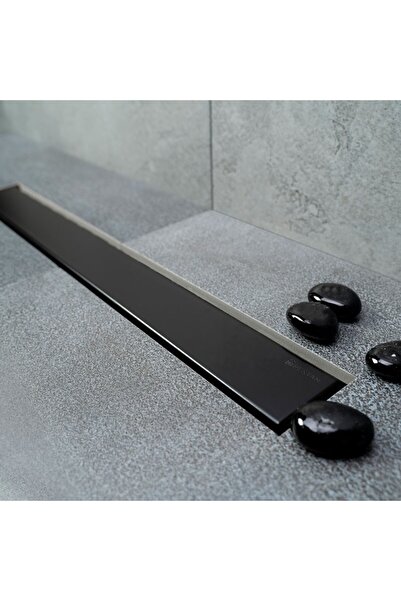 Karag Confluo FRAMELESS Σιφόνι Δαπέδου Από Μαύρο Ανοξείδωτο Ατσάλι 75cm
