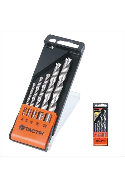 Tactix 411527 Τρυπάνια Ξύλου Ακίδος Σετ, Σε Πλαστική Κασετίνα 5 τεμ. 4 - 10mm