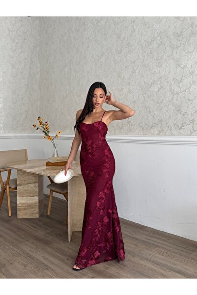 zoezoe Lion Collection Askılı Çiçek İşlemeli Tül Elbise