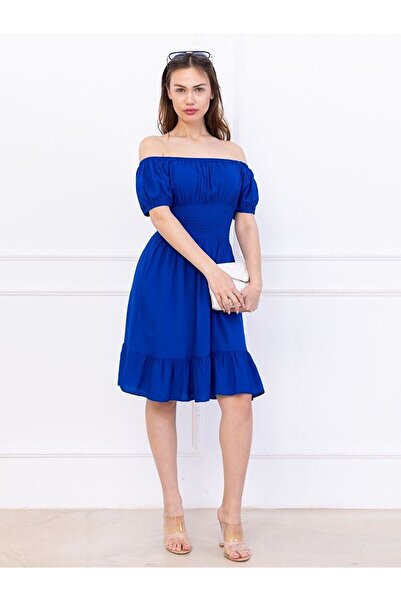Flubutik Women's Watermelon Sleeve Short Dress Sade Sax