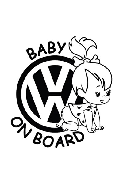 OEM Autocolant decorativ „bebeluș la bord vw”, 15cm, Negru