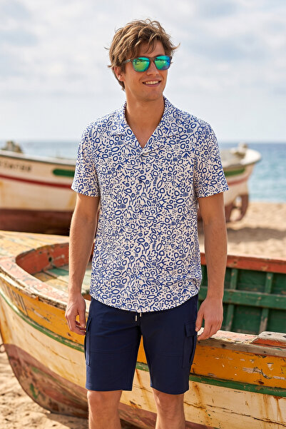 Remsa Mayo Short Sleeve Patterned Summer Beach Shirt 26802 Mixed