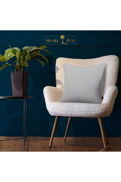 Siesta Zen Soft Filled Cushion with Seersucker Elegant Stripe Removeable Zipper Cover Decorative Throw Cushion Pillow for Sofa, Bed & Chairs Home Décor Cushion