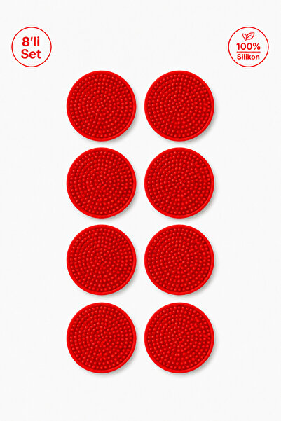 Siliconly 8 Pieces of Silicone Coasters, Coasters, 100% Silicone Coasters Red
