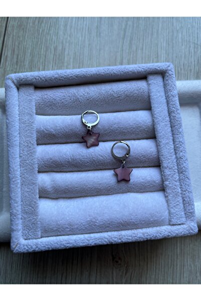 Pel Design Yıldız Sede F Stone Steel Hoop Earrings Handmade