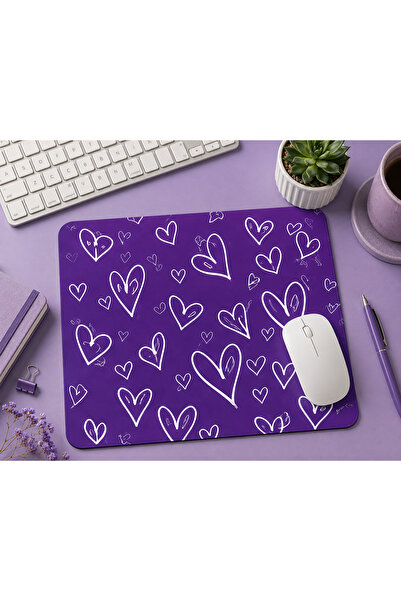 Er-Se Tasarım Colorful Heart Design Flat Mouse Pad, Mouse Pad Without Wrist S...