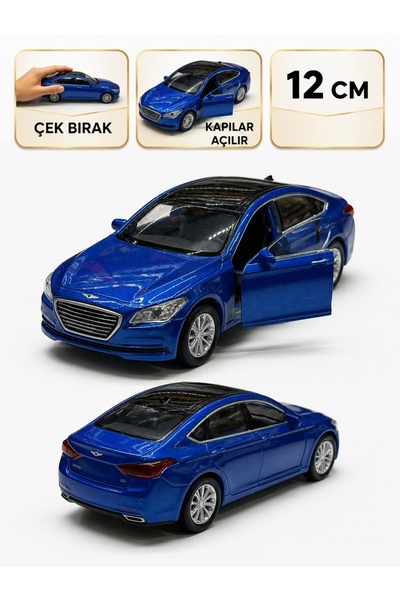 SCOWETTO 1:36 ÖLçek Hundai genesıs G80 Metal Model Araba Mavi