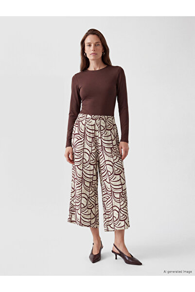 LC Waikiki Peak New Season Elastic Waist Patterned Women's Capri