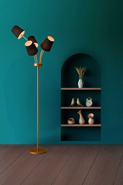 BSA LIGHTING AFET 5'Lİ ESKİTME BOYALI MODERN LAMBADER (SİYAH KONİK ABAJURLU)
