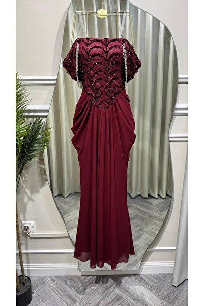 Mar style Luxury Embroidered Corset Maxi Gown Evening Dress with Draped Shawl