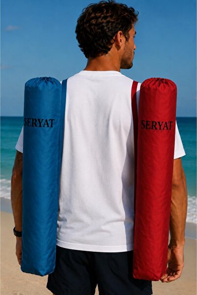 Sertil 2'li Set Lüks Plaj Hasırı - Kırmızı + Mavi (150 x 75 cm) Konforlu Deni...