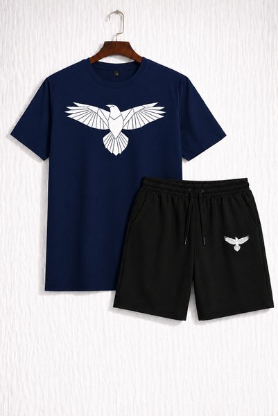 SILATU Unisex Eagle Printed Shorts and T-Shirt Set
