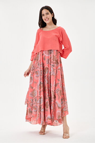 della moor Mercan Italian Floral Patterned Varev Cut Knitwear and Lined Strap...
