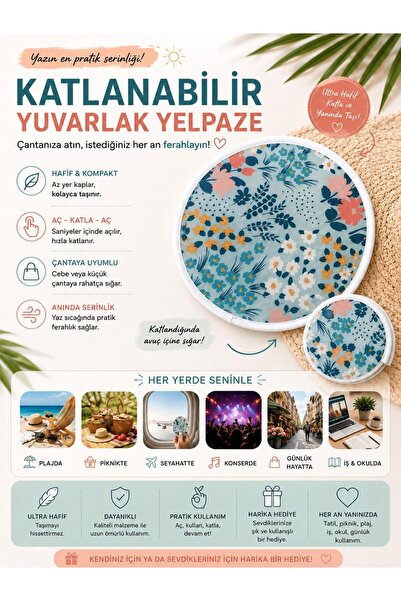 Parnevu Yelpaze # Çin Yelpazesi Pratik Katlanabilir Yuvarlak Yelpaze Çantalı ...