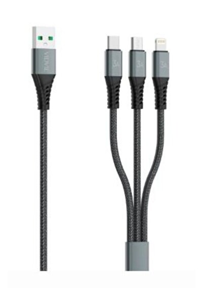 Vidvie 3 in 1 Multi Charging Data Cable 1.2M (80cm+40cm) 5V/3A (Black)
