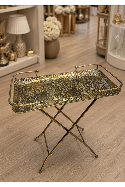 Genel Markalar ESTERHOMEDECOR Katlanabilir eskitme gold metal yan sehpa 58*36...