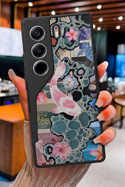 TECNO Camon 40 Uyumlu Tropik Koi Rüyası Desenli Parlak Baskılı Kamera Korumal...
