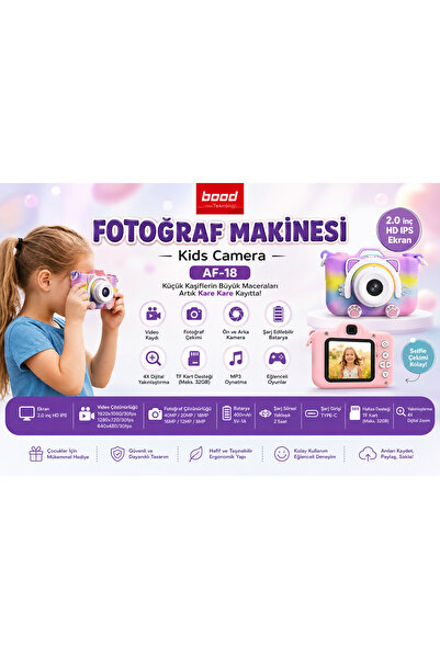 Bood Kids Camera AF-18 Çocuk Fotoğraf Makinesi & Kamera